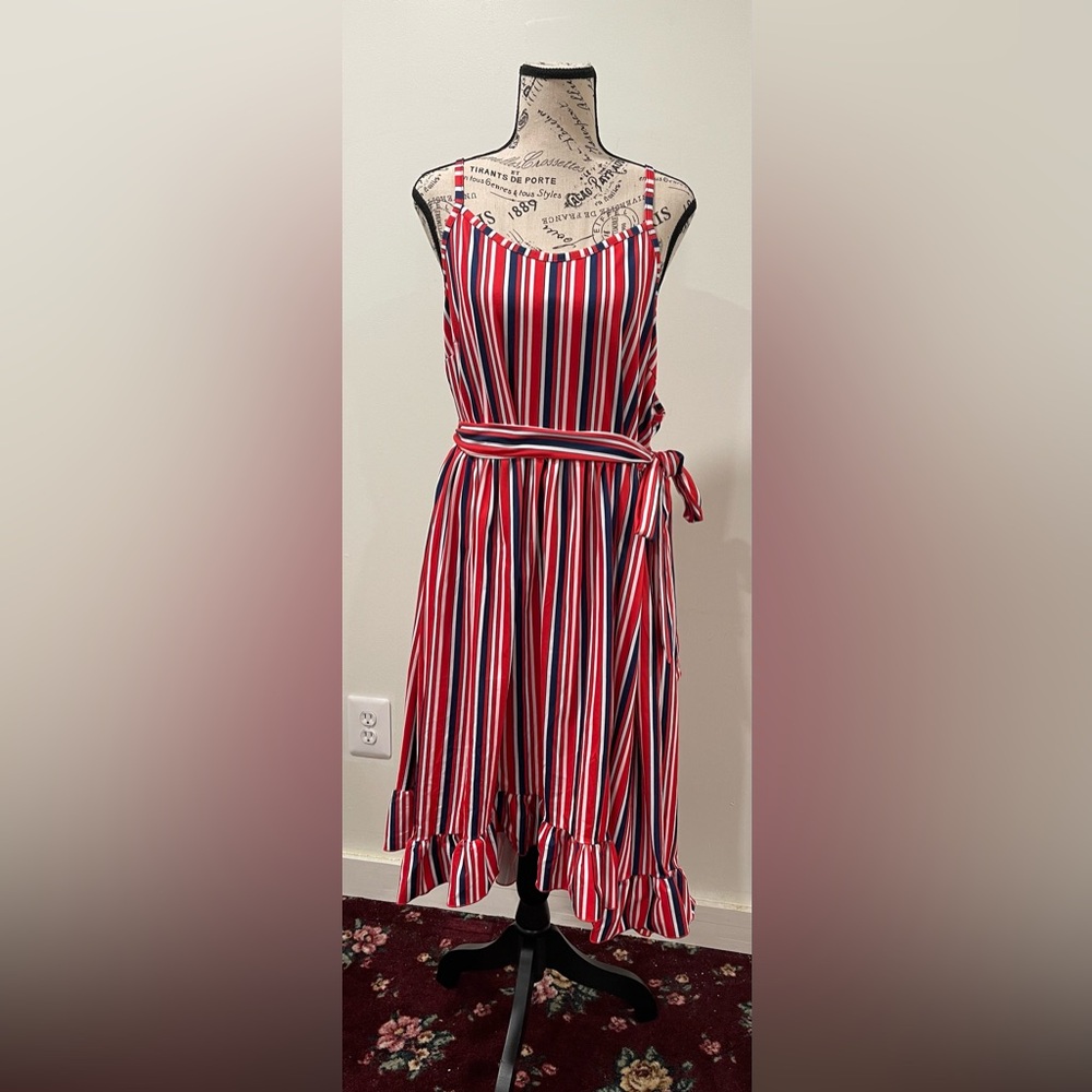 Red and Blue Striped Dress